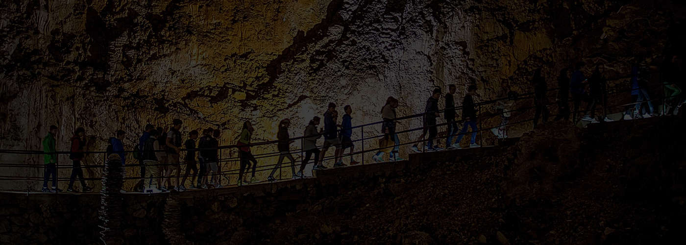 Un gruppo di visitatori nella Grande Caverna