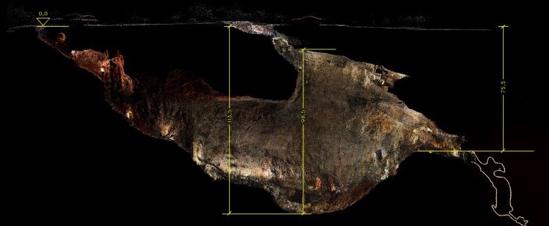 Sezione reale della Grotta Gigante, dall’ingresso al fondo della Grande Caverna